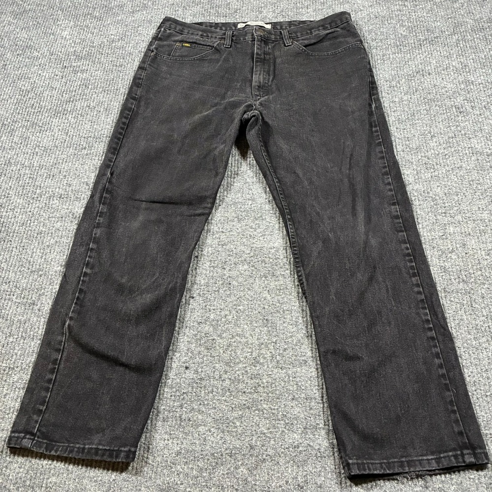 Vintage Lee Mens Jeans 38x30 Regular Fit Black Denim Straight Leg 100% Cotton